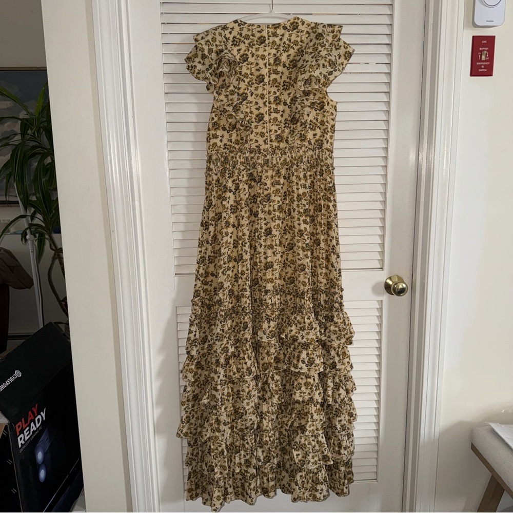 Mac Duggal Cream and Brown Floral Maxi Dress. Sz 8. NWT - Picture 8 of 12